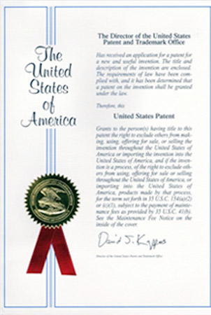 美國(guó)發(fā)明專利證書(shū)